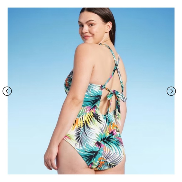📦 Plunge Ring Detail One Piece Swimsuit - Shade & Shore™ Multi Tropical Print - Picture 2 of 8
